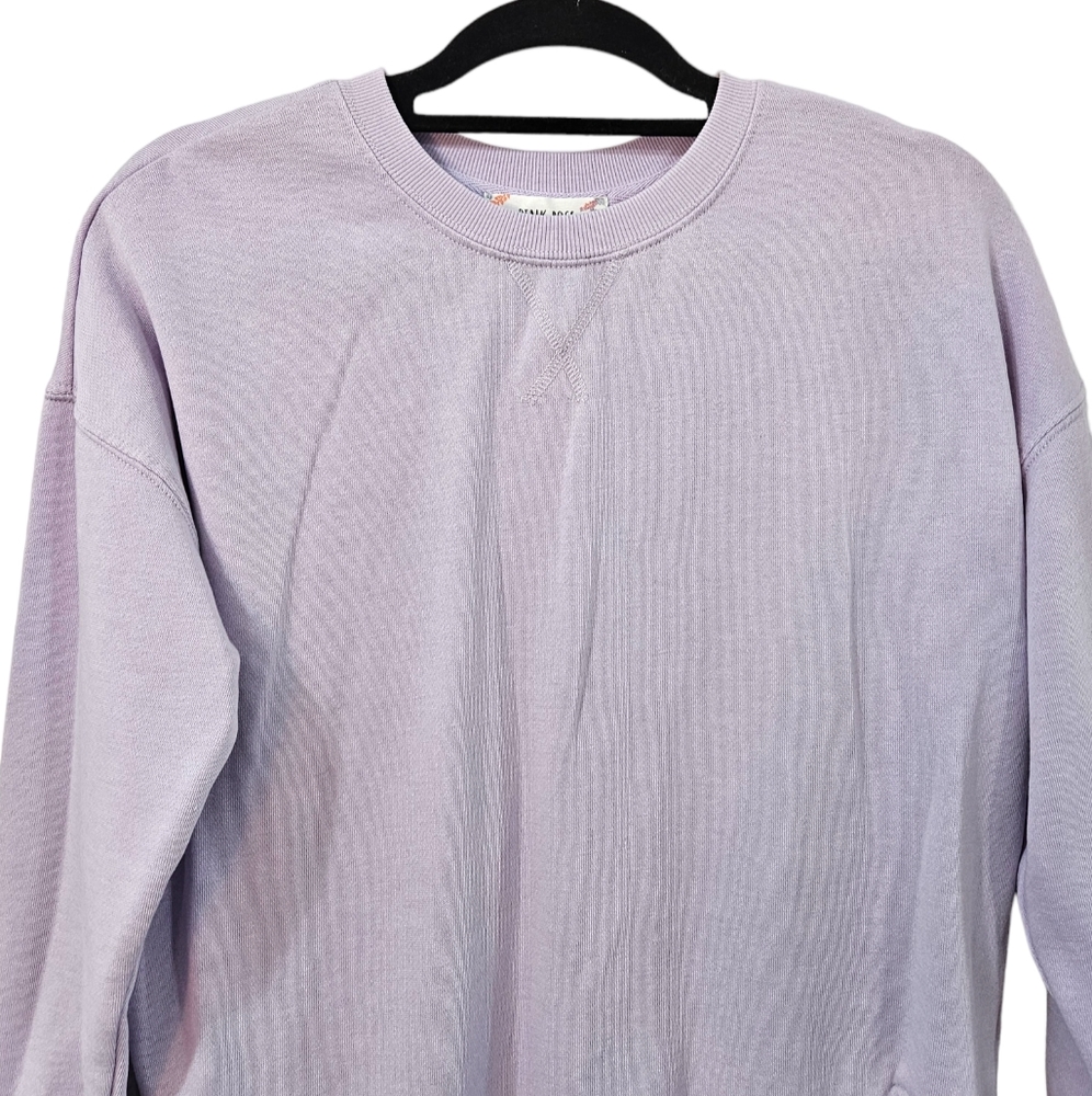 Pink Rose Crewneck Hi-Low Hem Sweatshirt - Picture 2 of 5